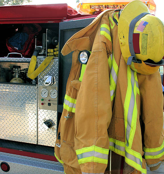 istock firefighter equipment on back of rig 172228756