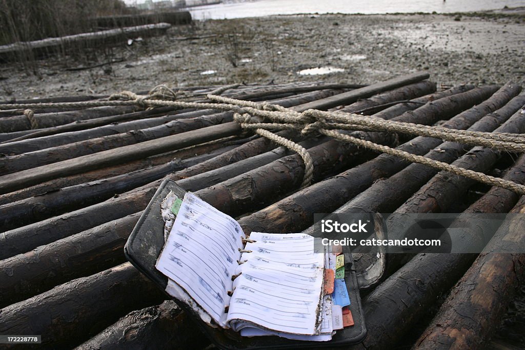 Calendario bagnate sul raft nel fiume artificiale - Foto stock royalty-free di Fiume