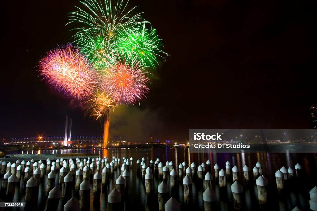 Fogos de artifício em Docklands - Foto de stock de Fogos de Artifício - Objeto manufaturado royalty-free