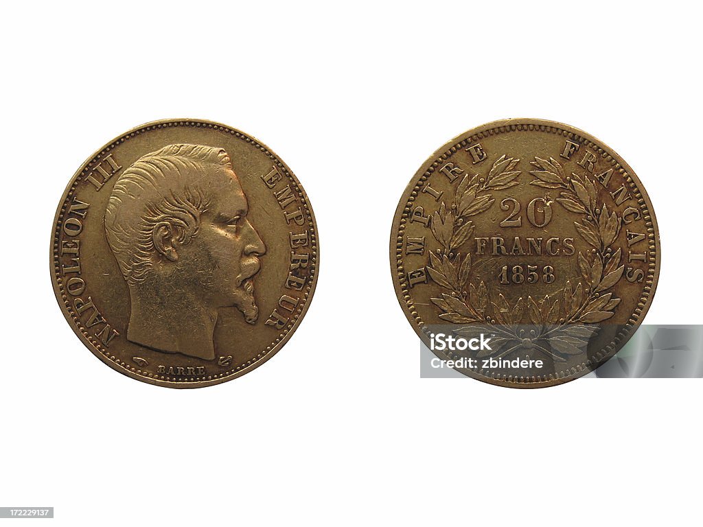 Monnaie Or français (isolé - Photo de Napoléon III libre de droits