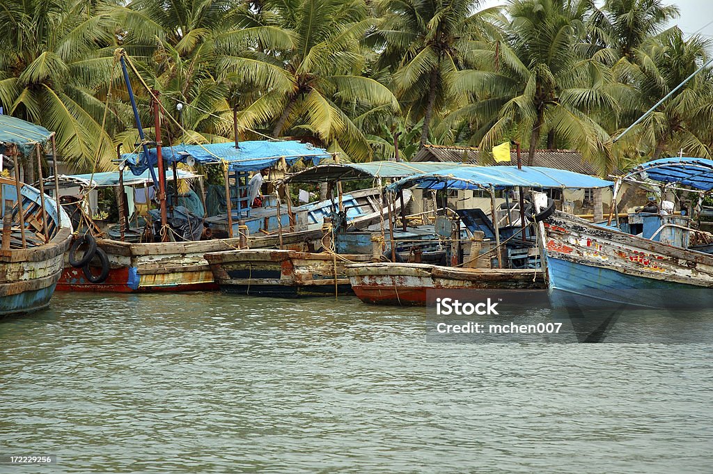 Transporte: Índia Barcos de pesca em Backwaters de Kerala - Royalty-free Ao Ar Livre Foto de stock