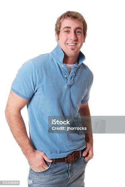 Casual Homem Em Azul - Fotografias de stock e mais imagens de 20-29 Anos - 20-29 Anos, Adulto, Autoconfiança