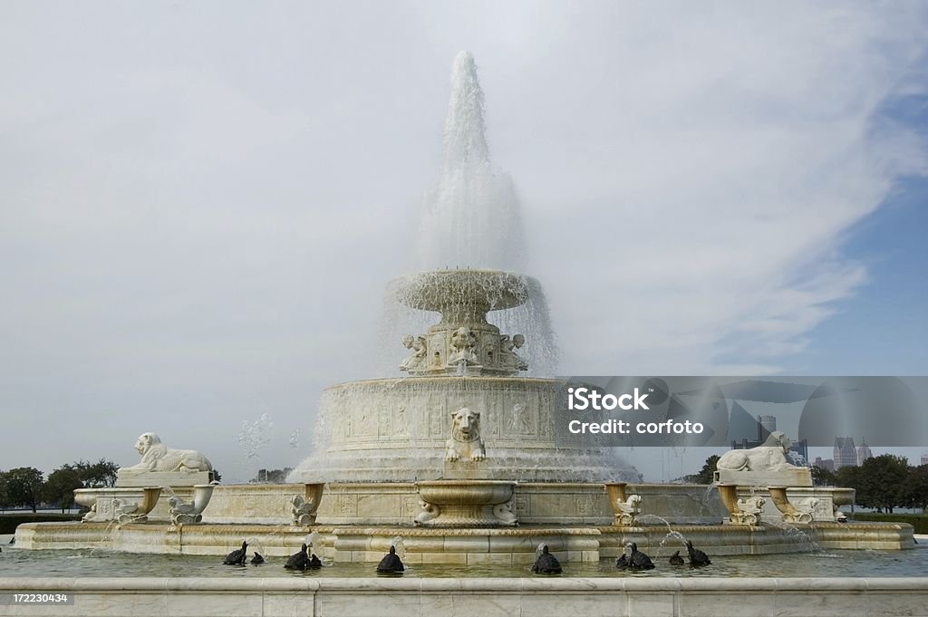 Scott Fountain Downtown Detroit is just on the other side of the river: Historic James Scott Fountain (1925) on Belle Isle, Michigan, USA Detroit - Michigan Stock Photo