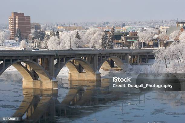 South Saskatchewan River Broadway Bridge And Hoarfrost Stock Photo - Download Image Now