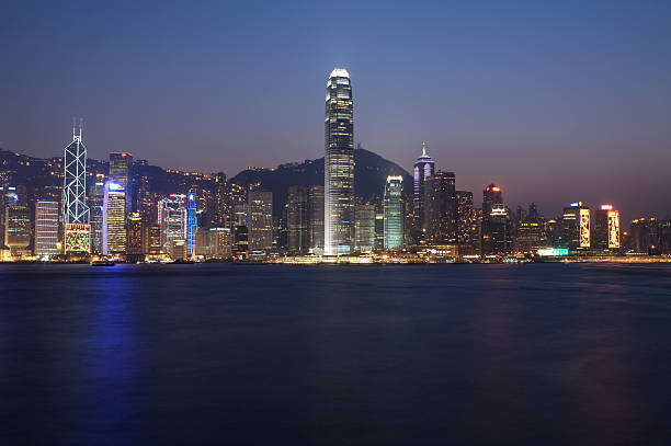 Famous Hong Kong Skyline at Twilight "A shot of famous Hong Kong Skyline at Twilightaperture: F/18shutter speed: 30sfocal length: 34mmPlease, check out my growing collection of Asia Images:" hong kong moon night stock pictures, royalty-free photos & images
