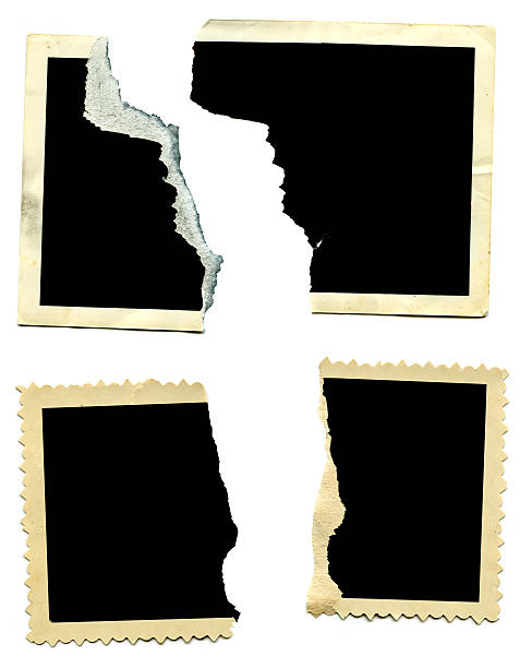 Antique Photos - Torn in Half Forget those memories. There are two different style photos torn in half. One is from the 70/80's and the other from the 30/50's with ruffled edges. split pictures stock pictures, royalty-free photos & images