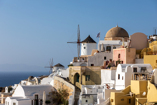 Architecture of Oia town on Santorini island, Greece