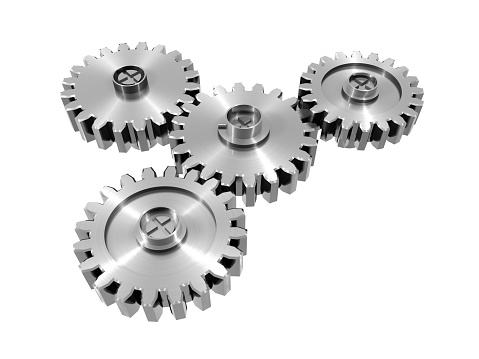 Four gears working together for one purpose.