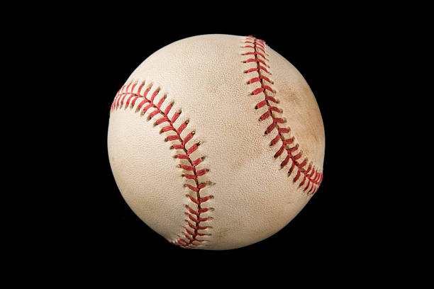 authentic beisebol isolado no preto - baseball isolated imagens e fotografias de stock