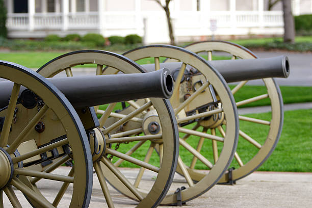 Two Antique Artillery Canon stock photo
