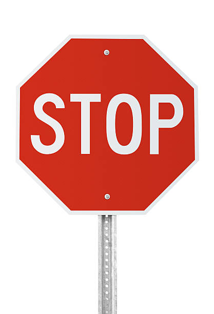 segnale di stop con clipping path - fermare foto e immagini stock