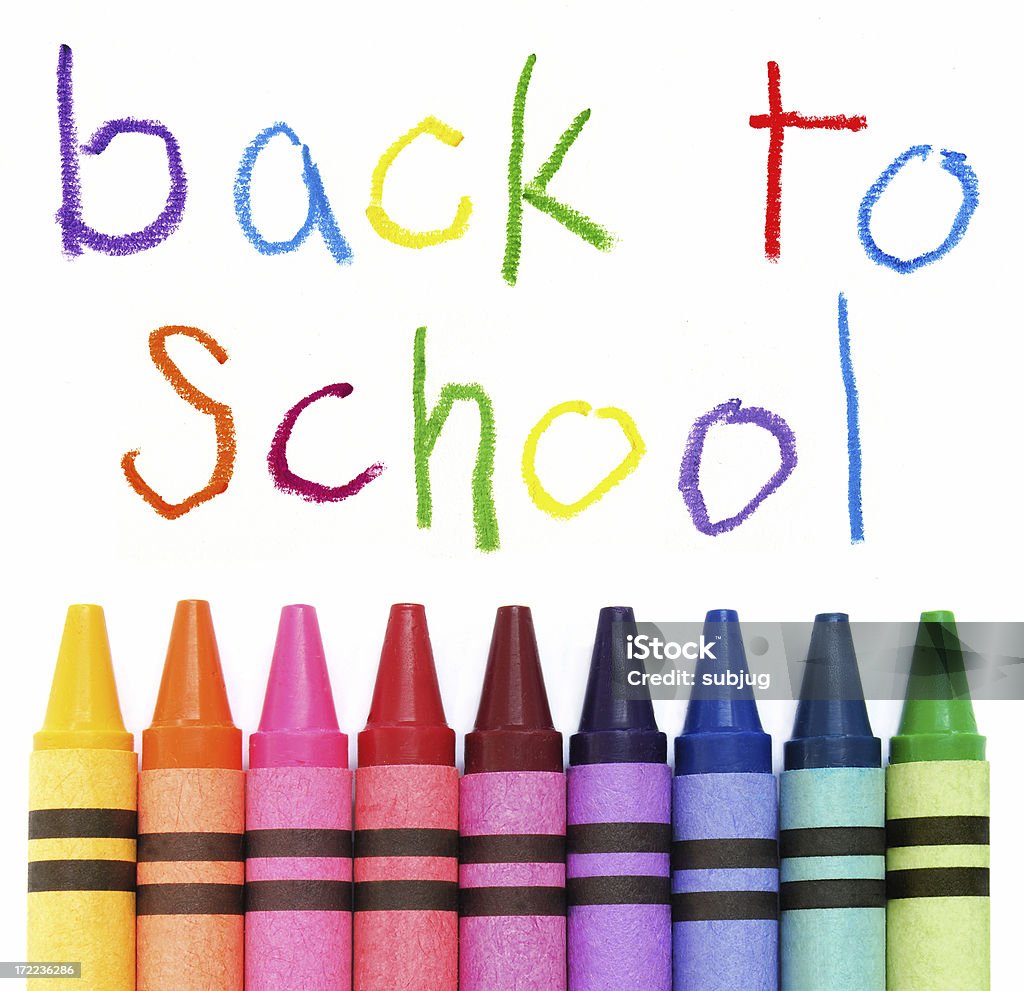 Volver a la escuela colorida niño (escritura) - Foto de stock de Aprender libre de derechos
