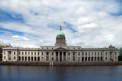 Custom House, Dublin, Ireland. Situated on the banks of the River Liffey at Custom House Quay. Designed by architect James Gandon.