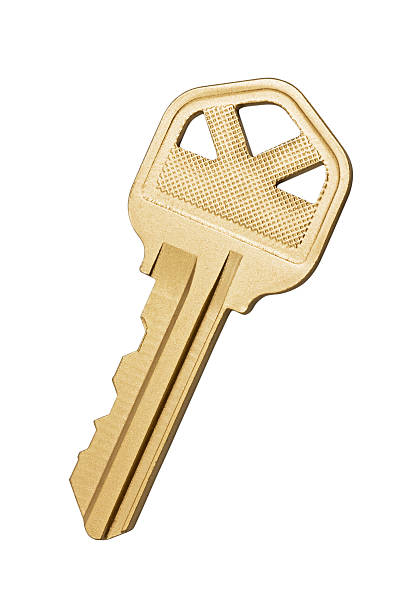 Gold Key Gold Key isolated on white background. house key stock pictures, royalty-free photos & images