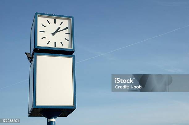 Public Clock Stock Photo - Download Image Now - 12 O'Clock, Blue, Calendar Date