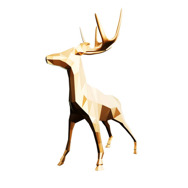 istock Gold deer on a white background. New Year. 1722382755