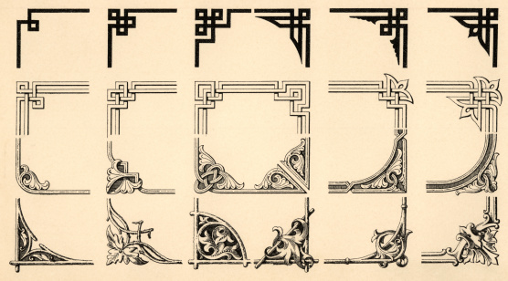 corner design details from antique scripts