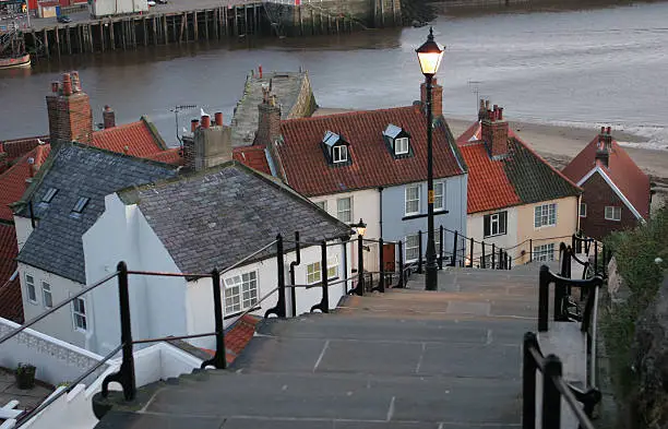 Whitby Bay Harbour Steps at Sunrise