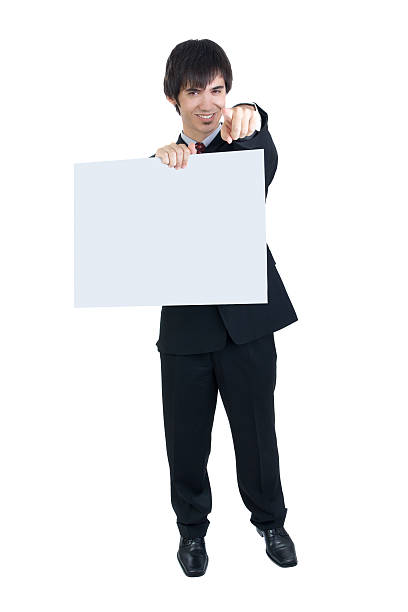 istock young caucasian businessman holding a blank sign 172239606