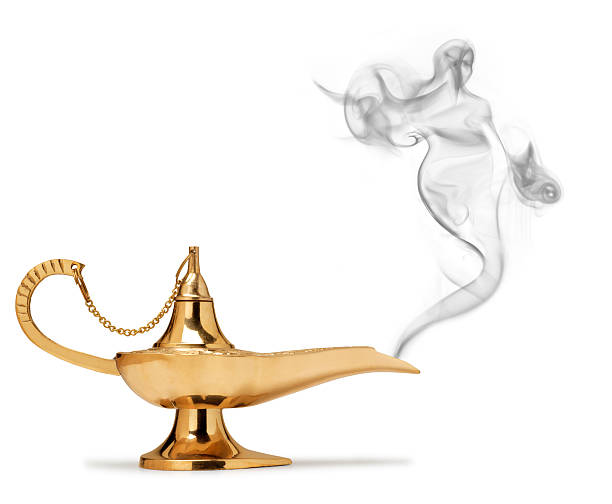Genie coming out of magic lamp on white background A genie lamp with a genie made from real smokePlease see some similar pictures from my portfolio: magic lamp photos stock pictures, royalty-free photos & images