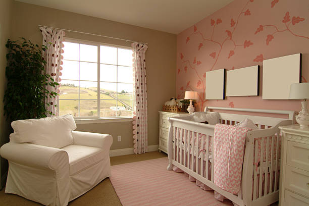 Pink Cute Baby Room stock photo