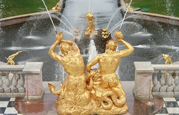 Photo of Fountains in Peters Palace at Peterhof, St Petersburg, Russia.