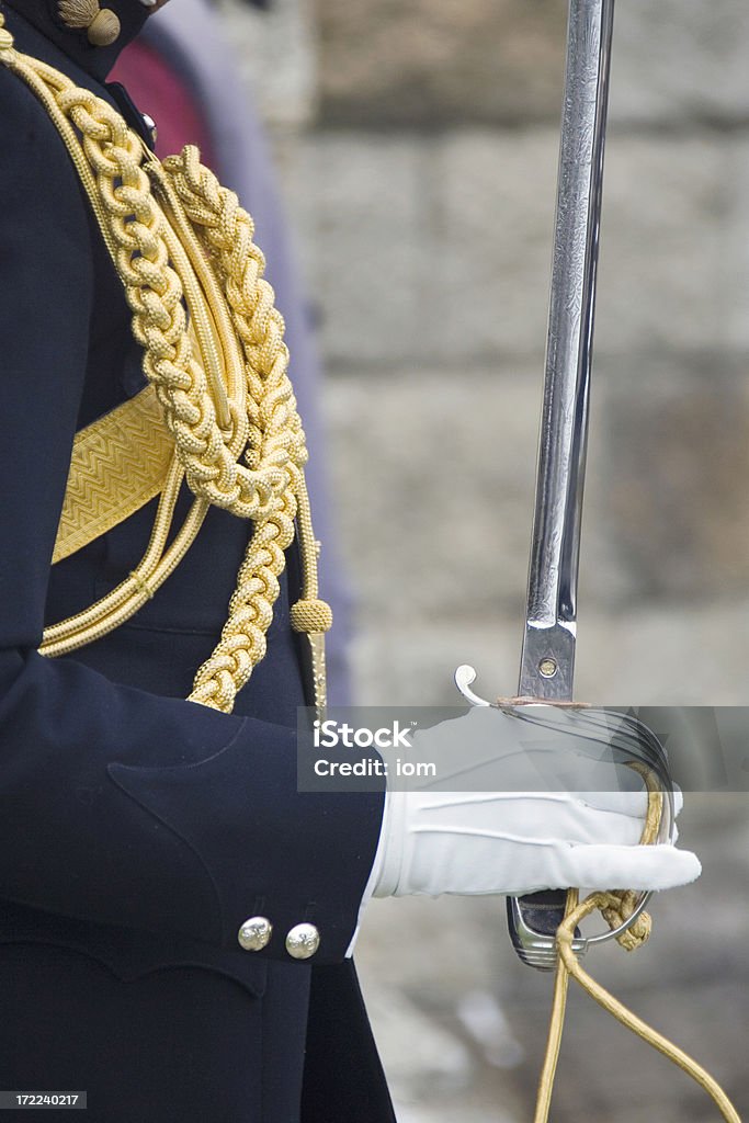 attention 2 soldier from a legion of honour in attention with saber Sabre - Sword Stock Photo