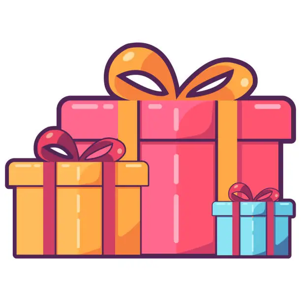 Vector illustration of Gifts and Presents. Perfect for adding a touch of Christmas spirit to graphics, cards, websites, and apps. Vector icon illustration template