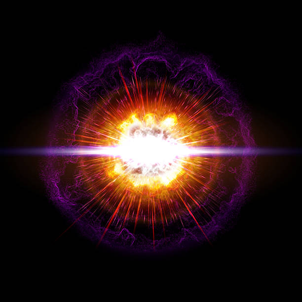 Large orange and purple exploding orb A supernova of an explosion supernova stock pictures, royalty-free photos & images