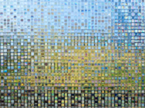 Abstract decorative background of beautiful mosaic tiles Shiny. Glass in Colorful Mosaic Square Pattern Background Texture for Modern Luxury Bathroom, living room, bed room Interior Design Style.