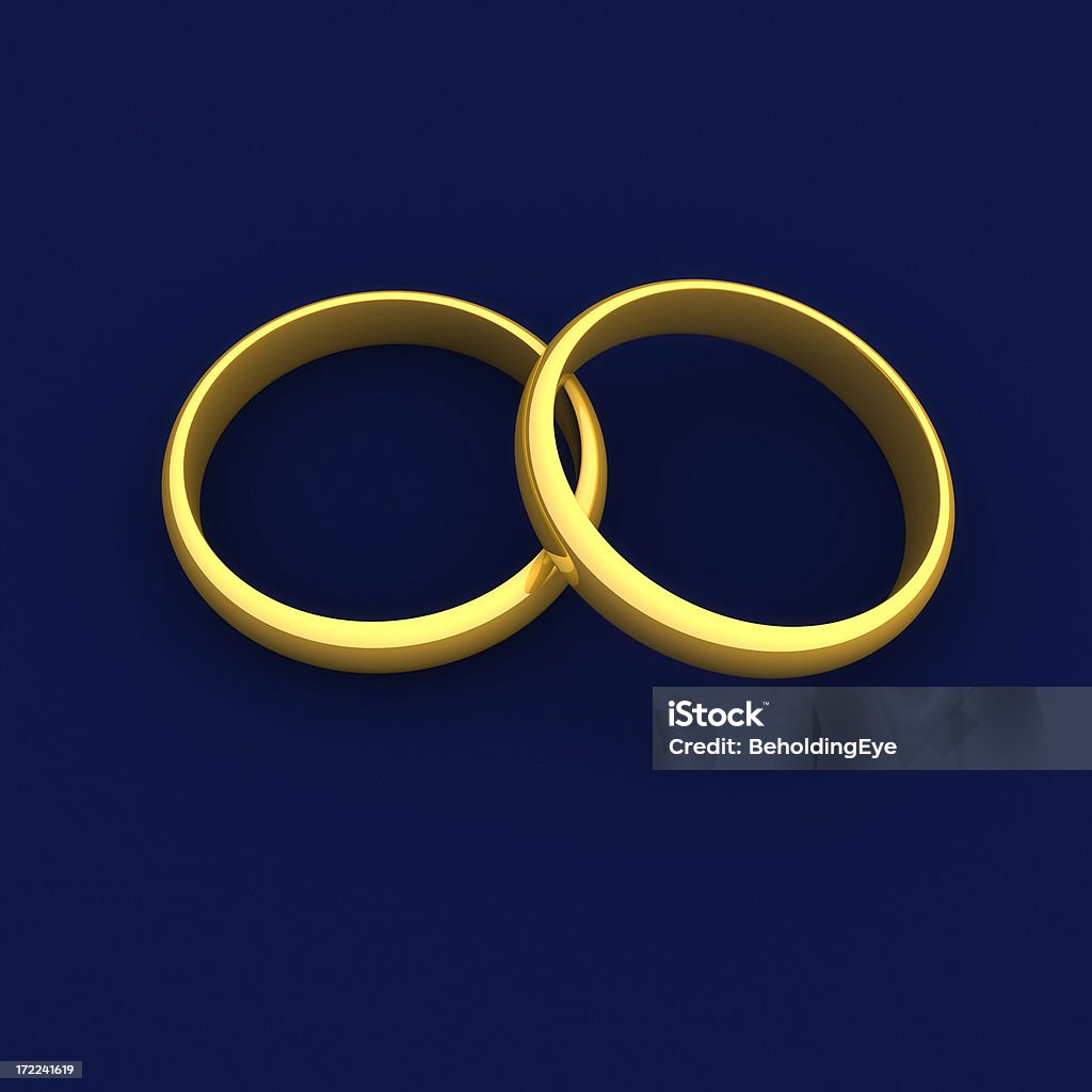 Золотые кольца на голубой - Стоковые фото Обручальное кольцо роялти-фри