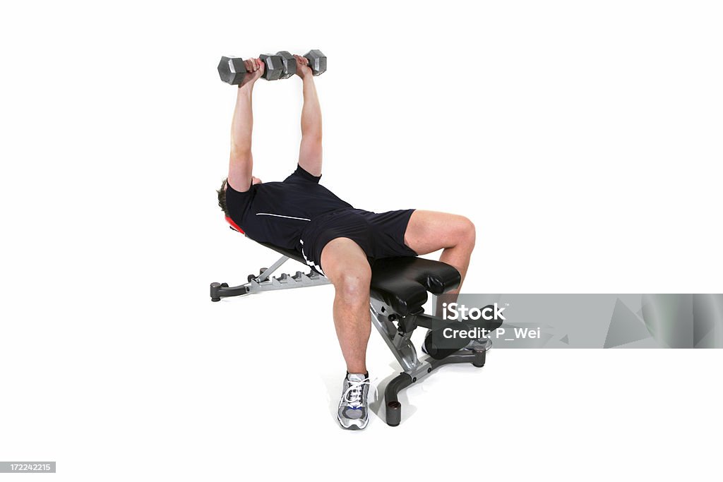 Exercício: Dumbell Levantamento em banco - Foto de stock de 20-24 Anos royalty-free