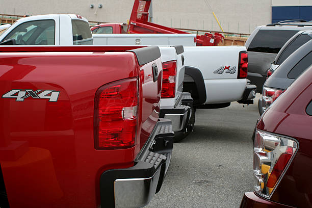 American dealership selling trucks and sport utility vehicles stock photo