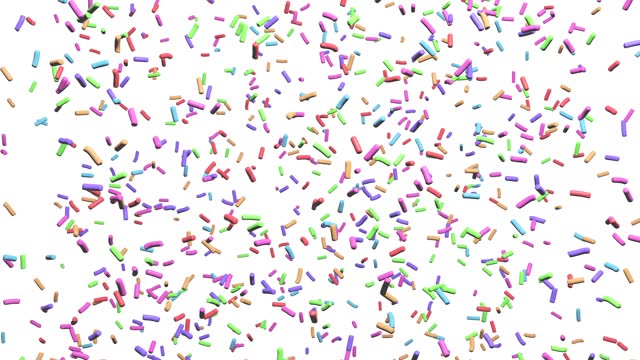 Animated 3D Coloured Sprinkles Hundreds and Thousands Falling White Background
