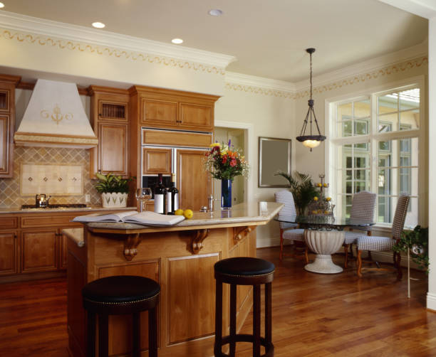 Large Kitchen with Breakfast Nook stock photo