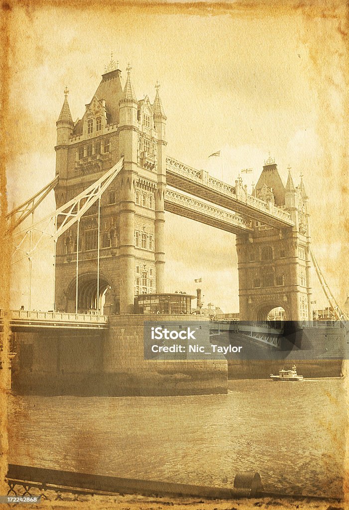 Vintage de Londres/Tower Bridge - Foto de stock de Anticuado libre de derechos