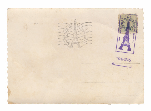 Eiffel Tower Postcard wth cancelled stamps. June 16th 1945.
