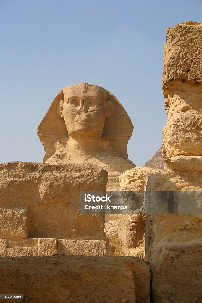 A Esfinge no grandes pirâmides de Giza, Egito - Foto de stock de Antigo royalty-free