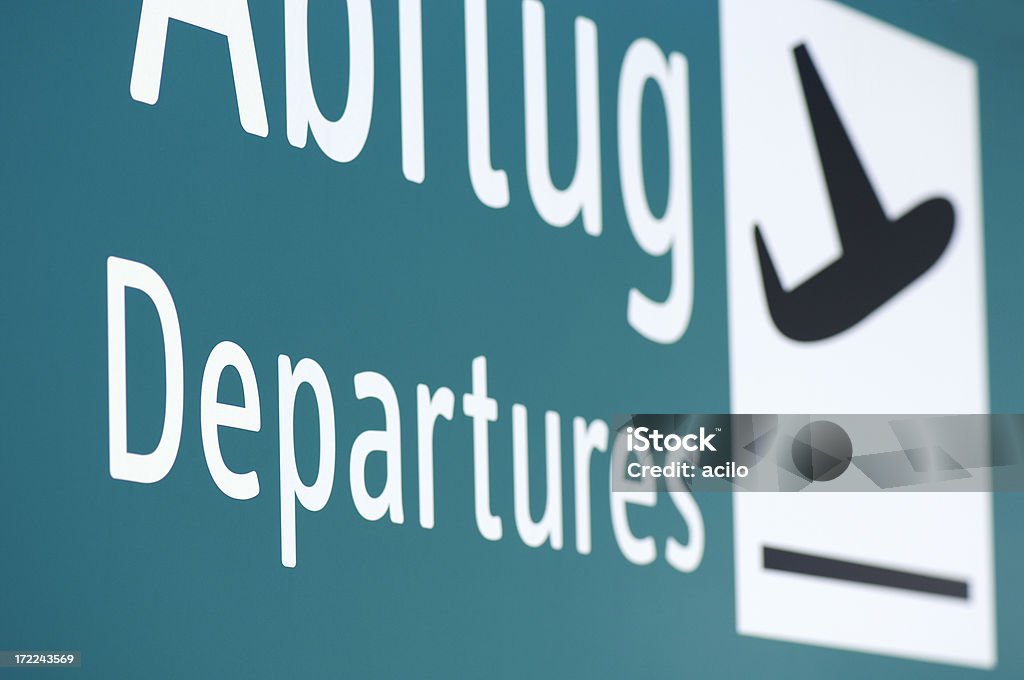 Abreise Schild am Flughafen - Lizenzfrei Abheben - Aktivität Stock-Foto