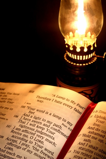 Religious Open Bible Showing And Old Lamp Stock Photo Download Now iStock