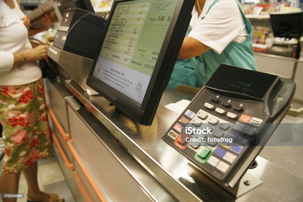 지불 시 상점쿠폰 - 로열티 프리 판매 시점 관리 스톡 사진
