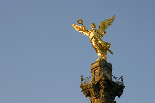 winged victory or, independence angel, from 1910, build for the celebration of the mexican independence, the symbol of mexico city