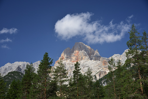 A faint hat of clouds on the Croda Rossa of Cortina D'Ampezzo