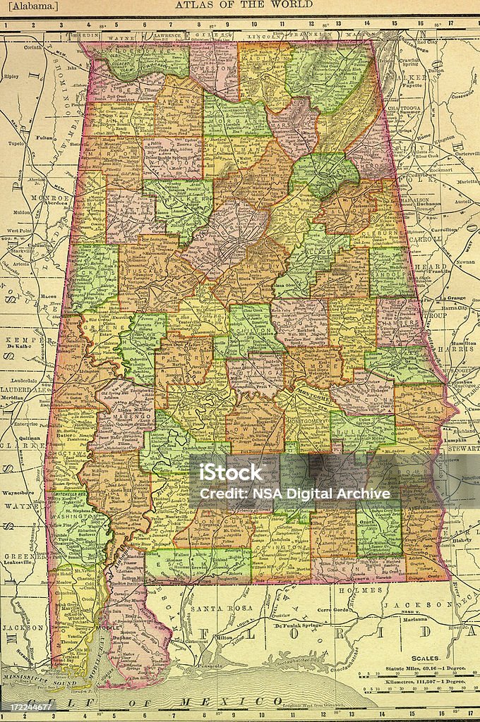 Carte de l'Alabama - Illustration de Carte libre de droits