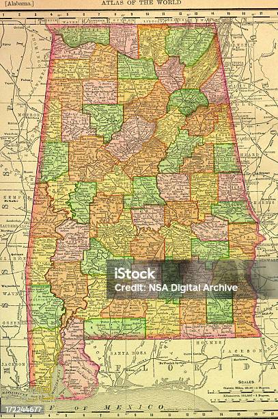 Carte De Lalabama Vecteurs libres de droits et plus d'images vectorielles de Carte - Carte, Alabama, D'autrefois