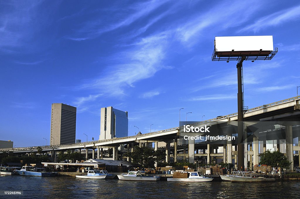 plain billboard over miami river downtown landmark Billboard Stock Photo