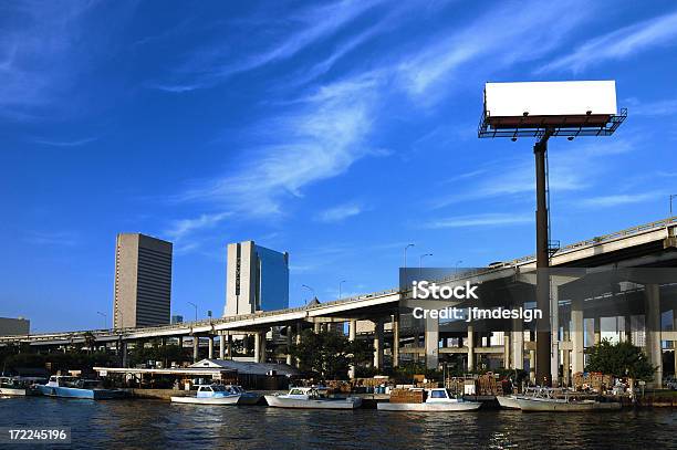 Plain Billboard Over Miami River Downtown Landmark Stock Photo - Download Image Now - Billboard, Miami, Advertisement