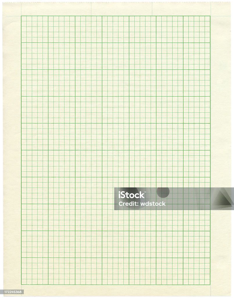 Green Grid grafico carta isolato su bianco - Foto stock royalty-free di Carta a quadretti