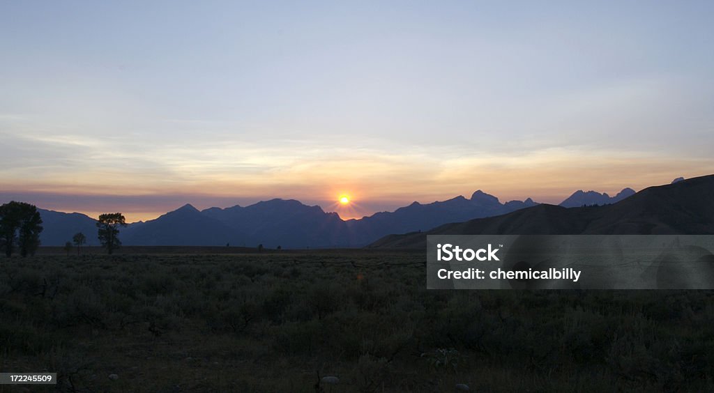 Tetons tramonto - Foto stock royalty-free di Catena montuosa Teton