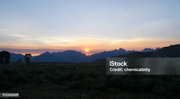 Tetons Tramonto - Fotografie stock e altre immagini di Catena montuosa Teton - Catena montuosa Teton, Montagna, Notte